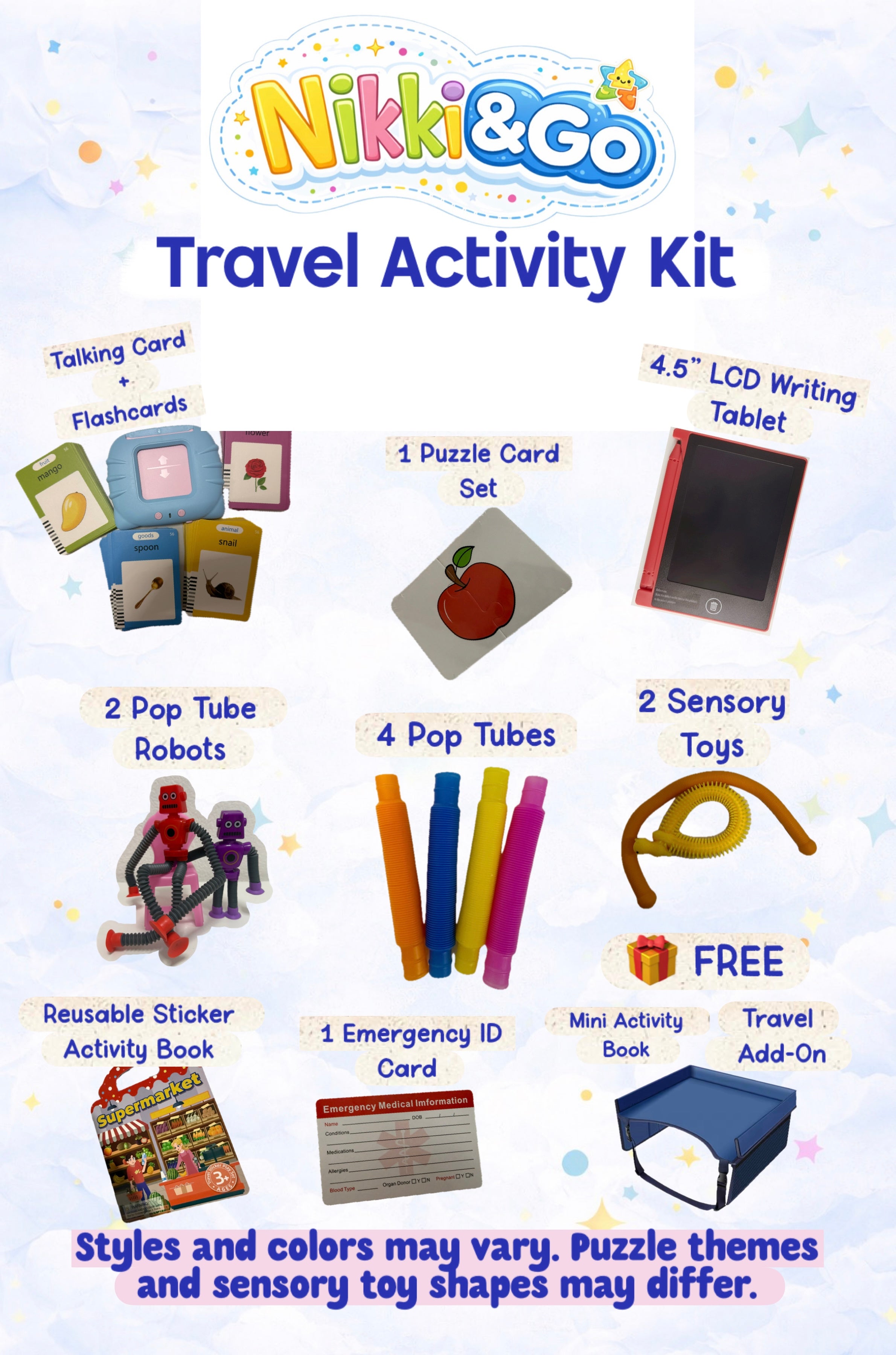 Travel Activity Kit for Kids - Screen-Free Toddler Toys | Nikki&Go