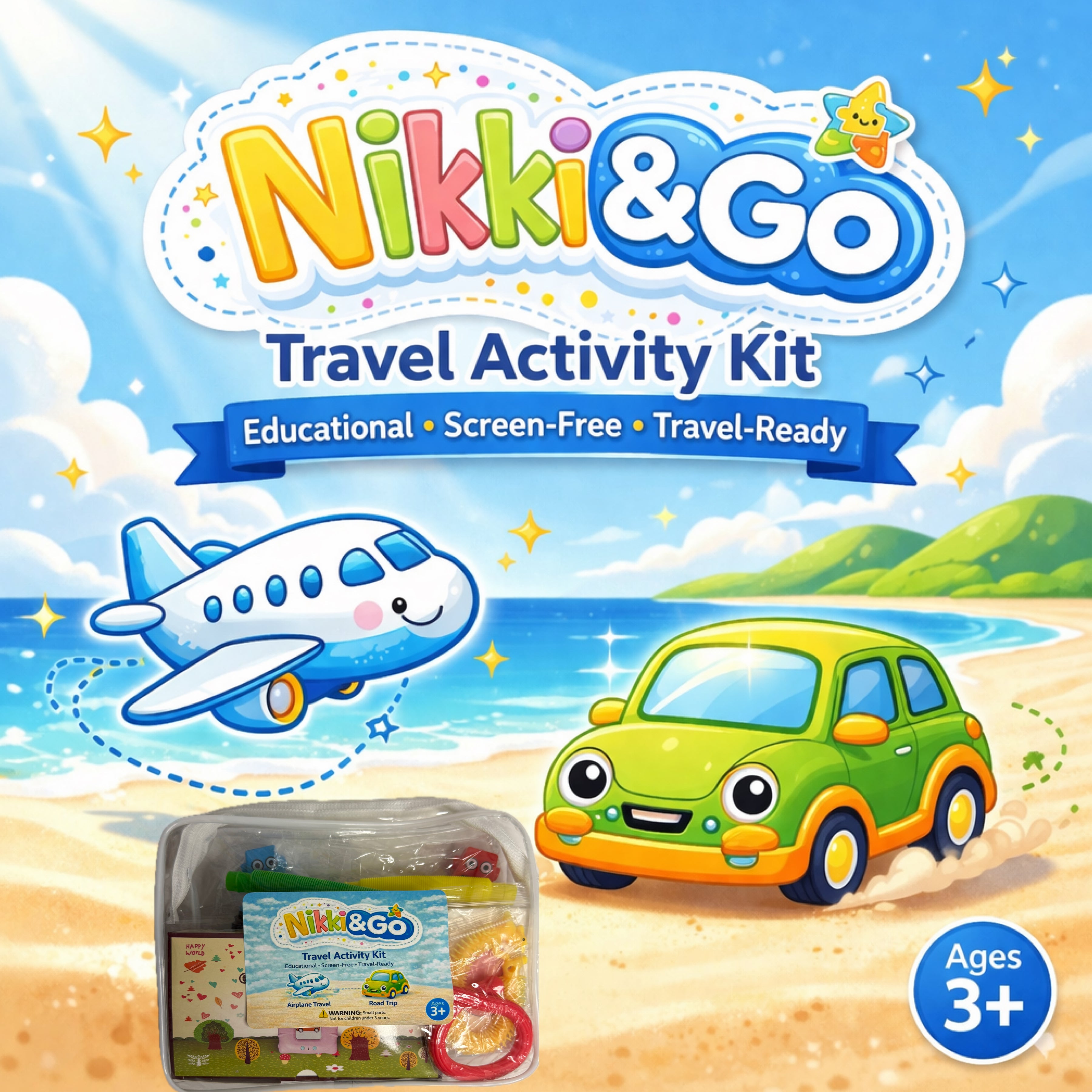 Travel Activity Kit for Kids - Screen-Free Toddler Toys | Nikki&Go