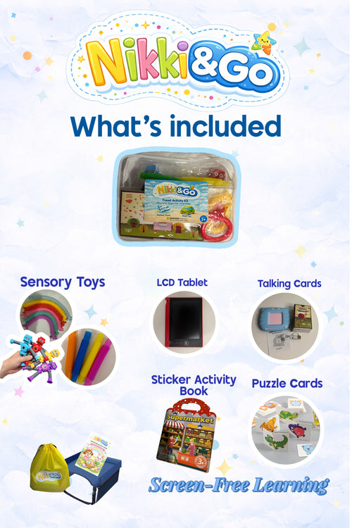 Travel Activity Kit for Kids - Screen-Free Toddler Toys | Nikki&Go