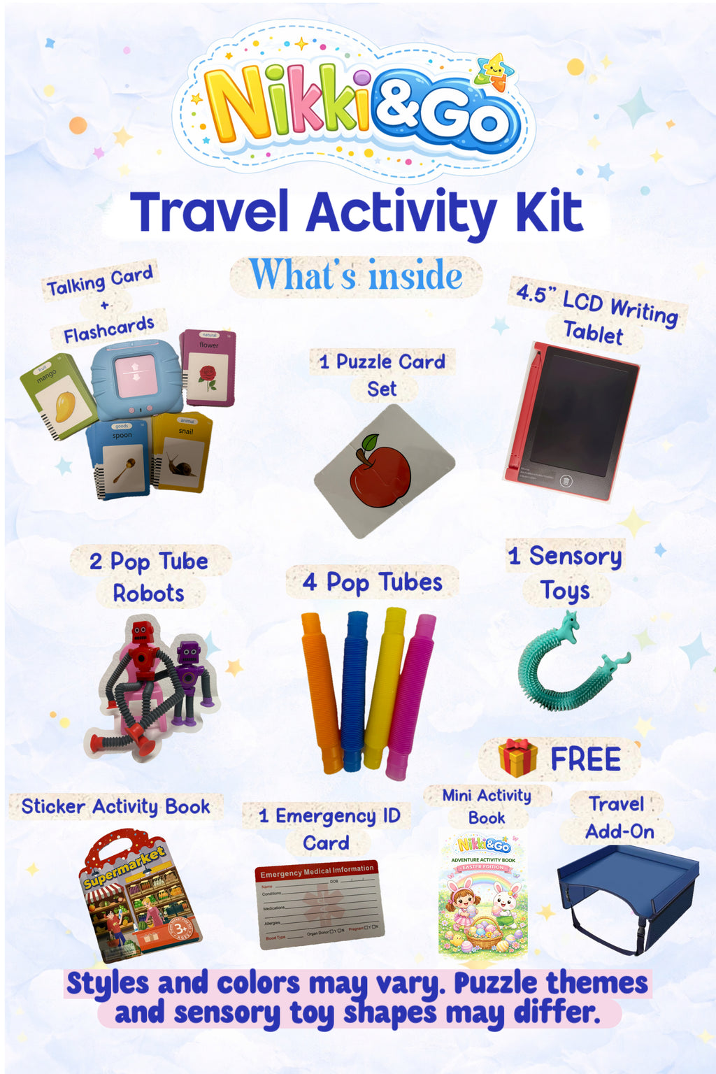 Travel Activity Kit for Kids - Screen-Free Toddler Toys | Nikki&Go